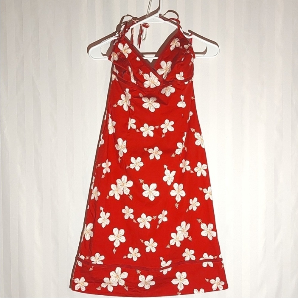 ESPRIT Back Zip Cotton Floral MIDI Halter Dress, Size S-M